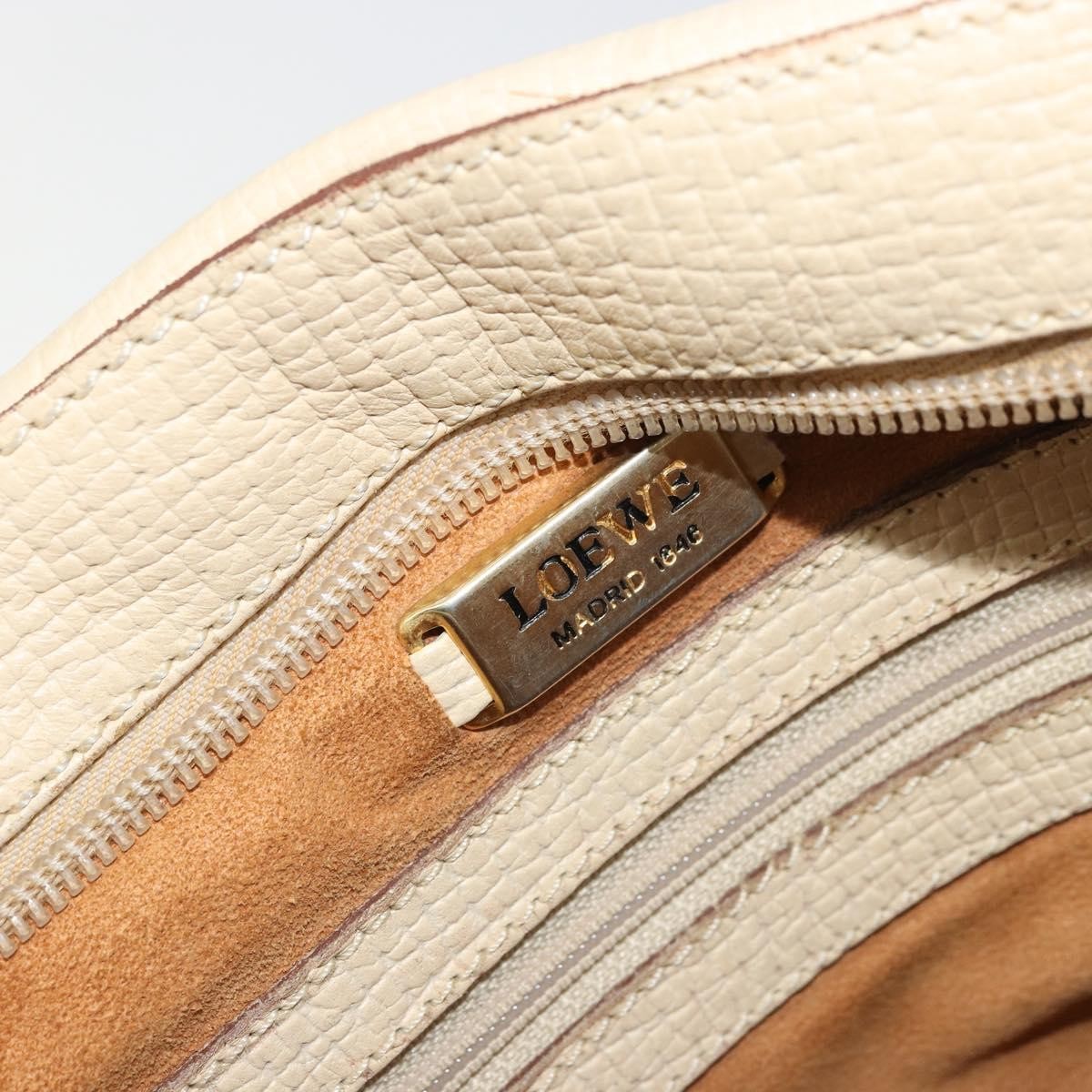 Loewe LOEWE Hand Bag Leather Ivory Gold Authentic 175195