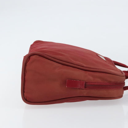Prada PRADA Hand Bag Nylon Red Silver Authentic BA8645