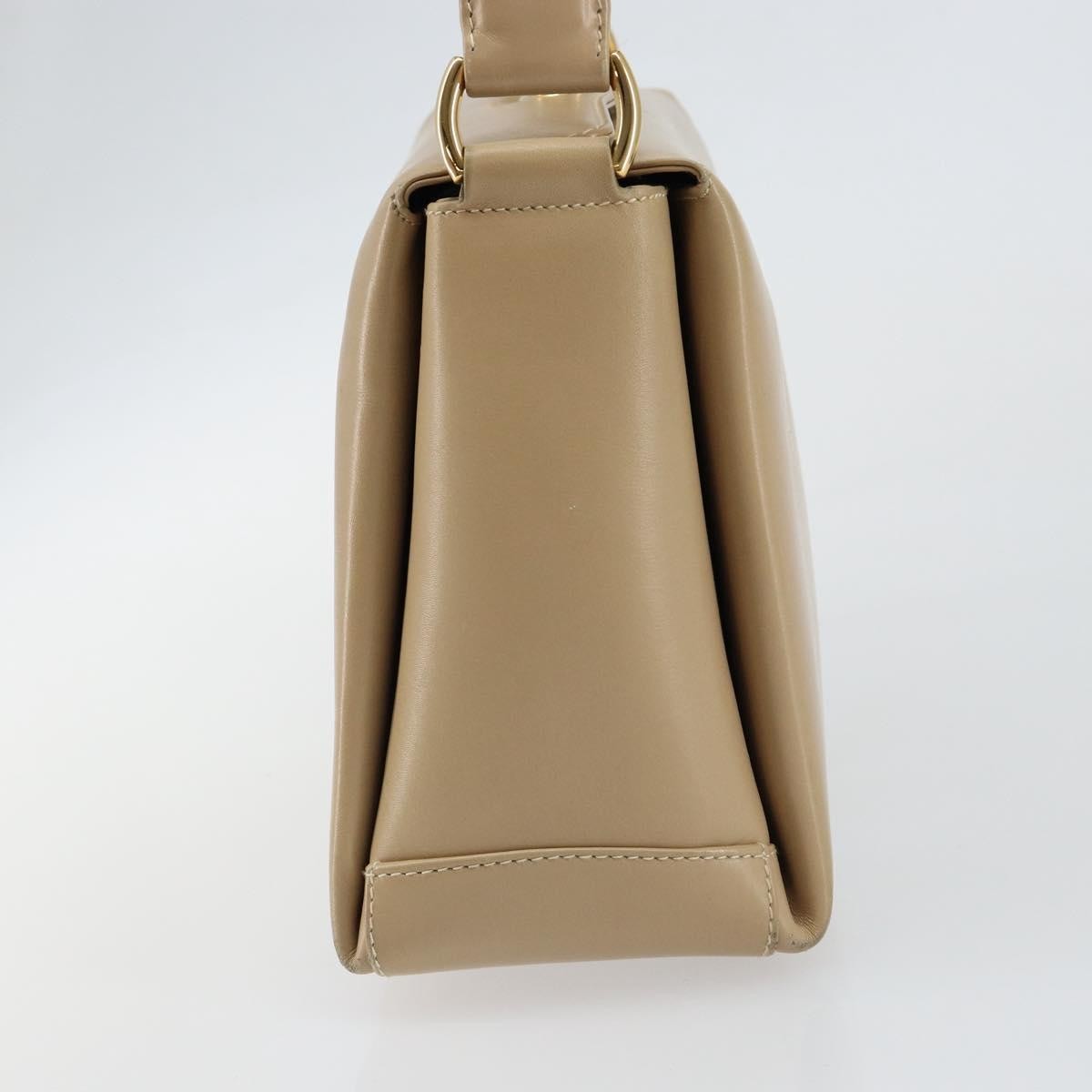 Gucci GUCCI Shoulder Bag Leather Beige Gold Authentic ep11343