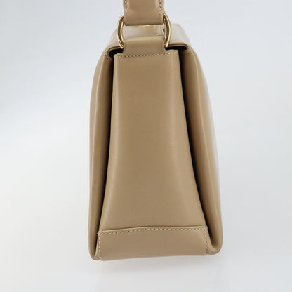 Gucci GUCCI Shoulder Bag Leather Beige Gold Authentic ep11343