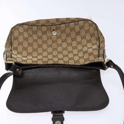 Gucci GUCCI GG Canvas Shoulder Bag Beige Silver Brown 308452 Authentic bs28633