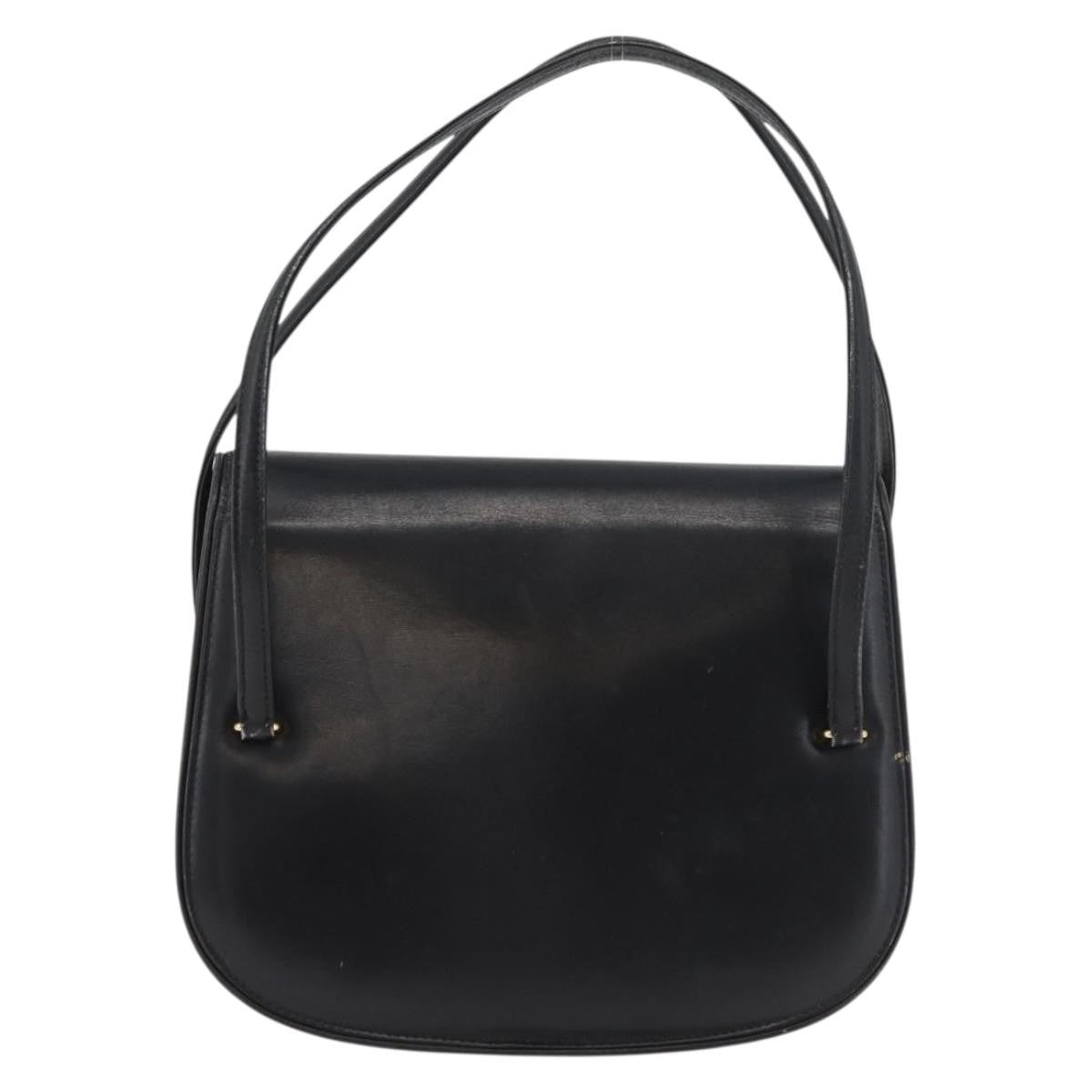 Gucci GUCCI Hand Bag Leather Black Gold Authentic ep14155