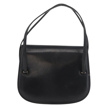 Gucci GUCCI Hand Bag Leather Black Gold Authentic ep14155