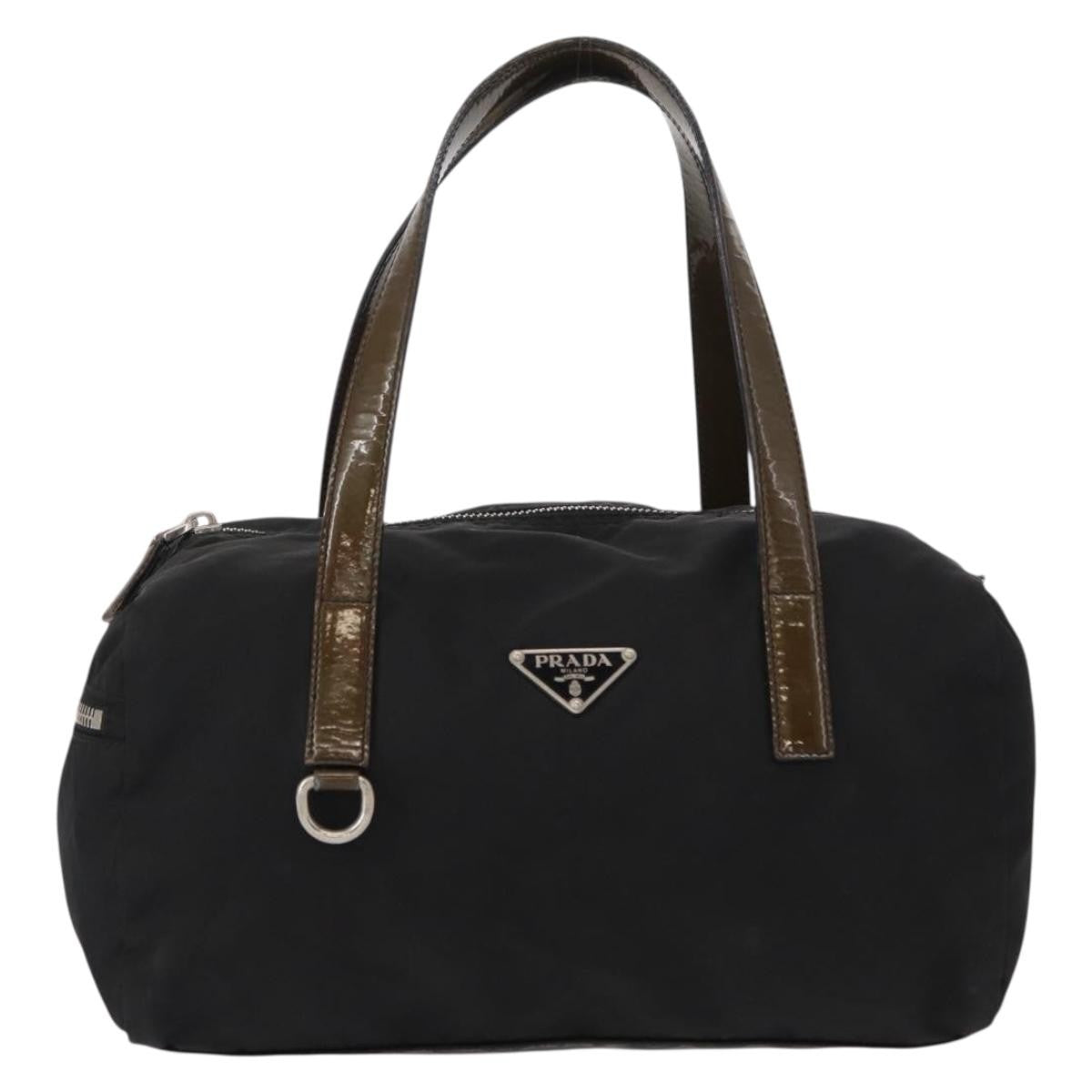 Prada PRADA Hand Bag Nylon Black Silver Authentic 153944