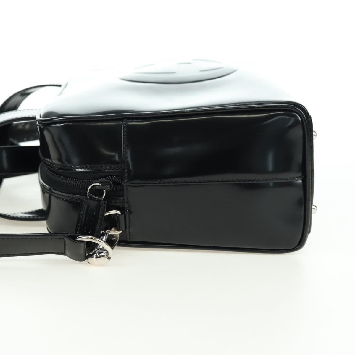 Gucci GUCCI Hand Bag Patent leather 2way Black Silver Authentic 176640