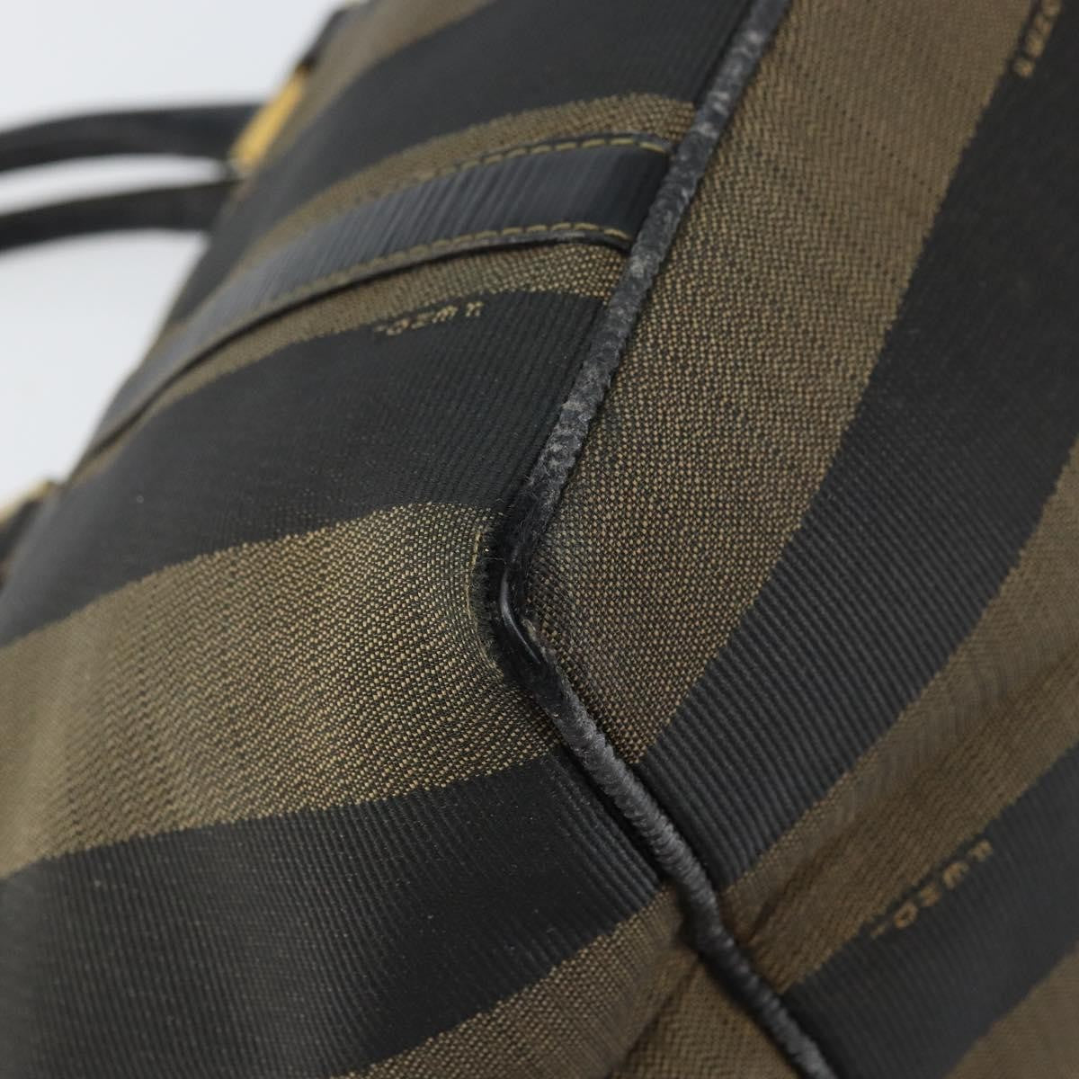 Fendi FENDI Pecan Canvas Hand Bag Black Brown Authentic 158368