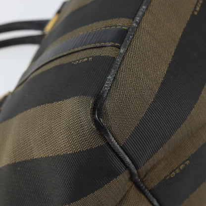 Fendi FENDI Pecan Canvas Hand Bag Black Brown Authentic 158368