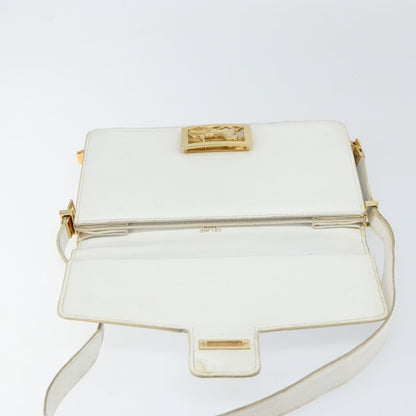 Celine CELINE Shoulder Bag Leather White Gold Authentic 156322