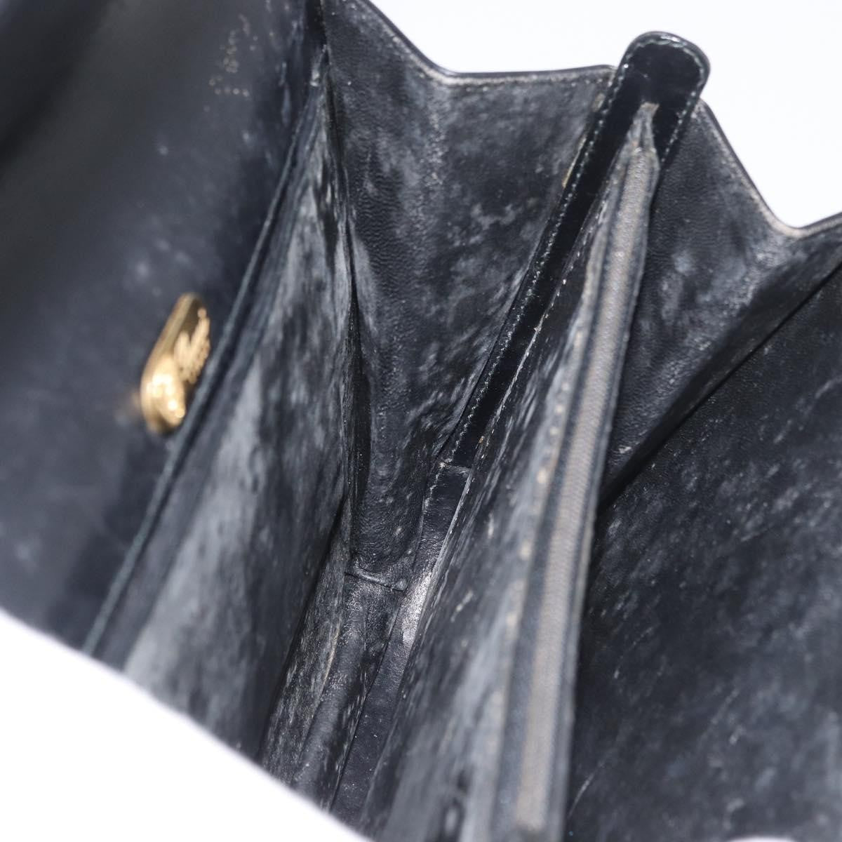 Gucci GUCCI Hand Bag Leather Black Gold Authentic ep14155