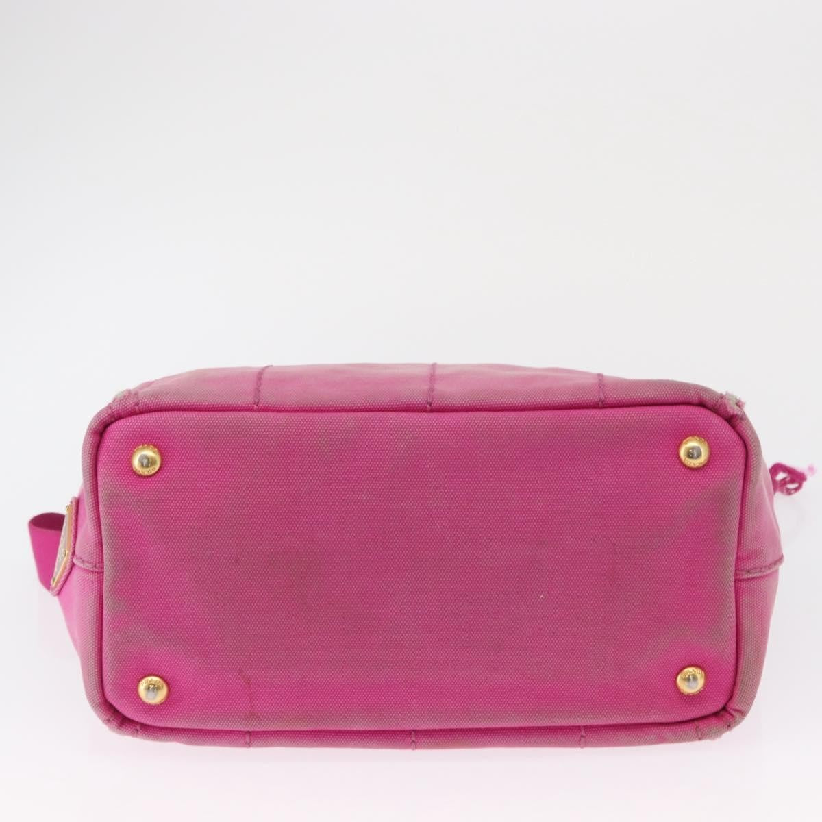 Prada PRADA Canapa PM Hand Bag Canvas 2way Pink Gold Authentic 162515