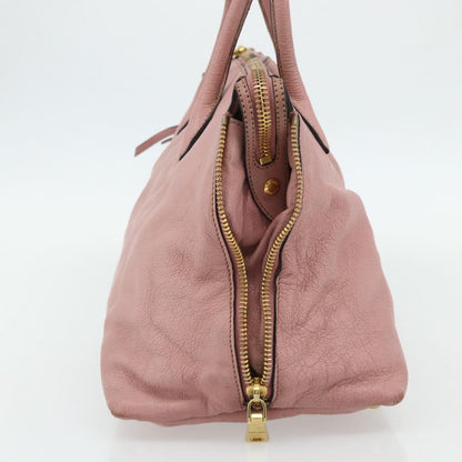 Miu Miu Miu Miu Hand Bag Leather Pink Gold Authentic 180081