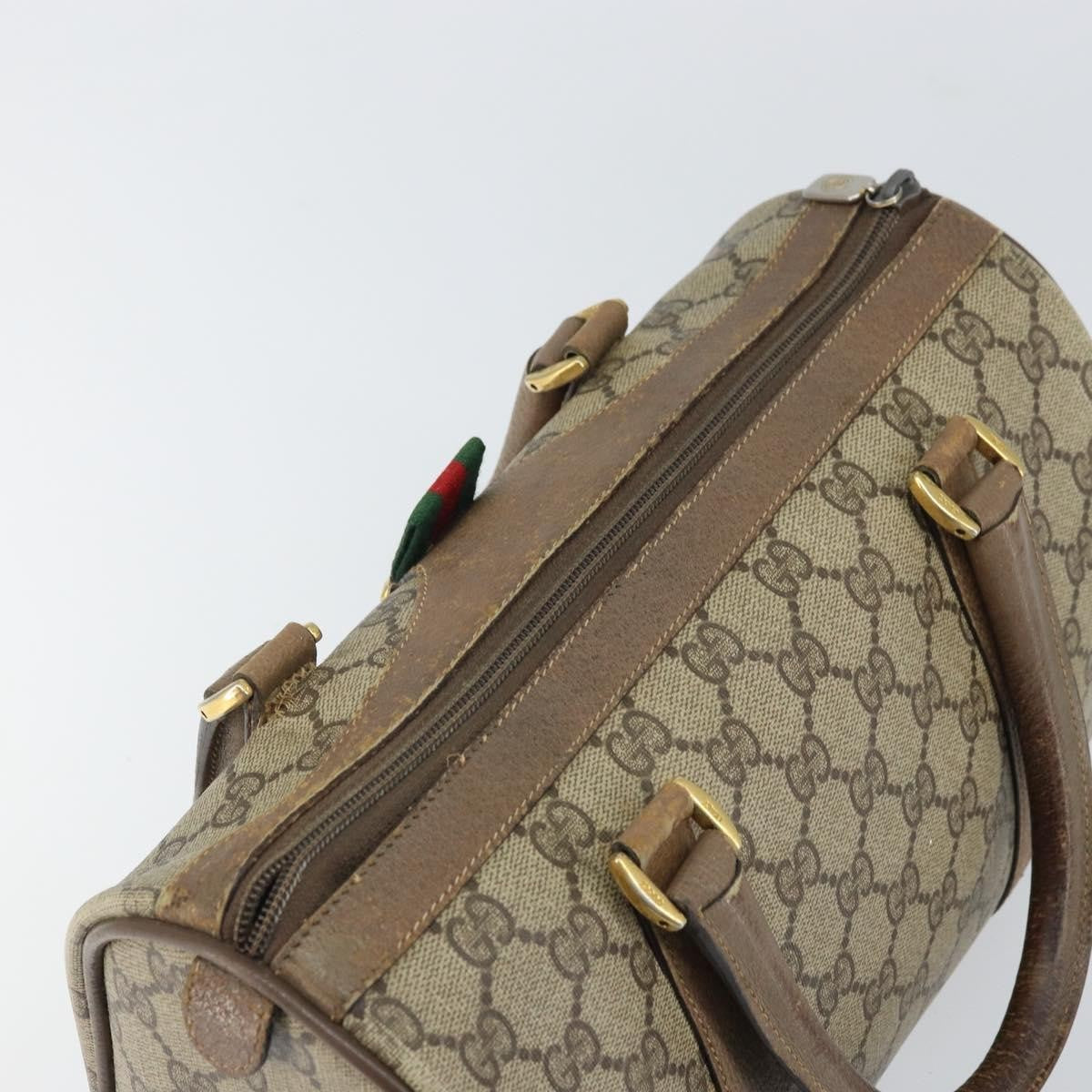 Gucci GUCCI GG Supreme Web Sherry Line Hand Bag PVC Beige 116 02 006 Authentic 162248