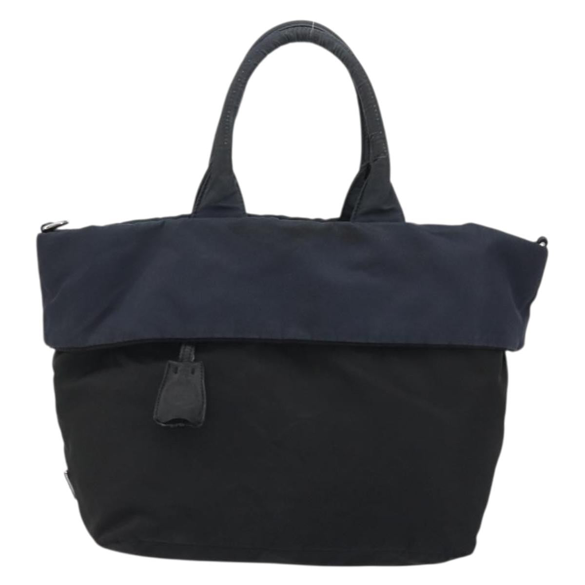 Prada PRADA Hand Bag Nylon Black Silver Authentic 175740
