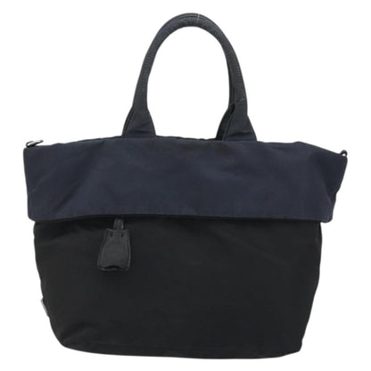 Prada PRADA Hand Bag Nylon Black Silver Authentic 175740