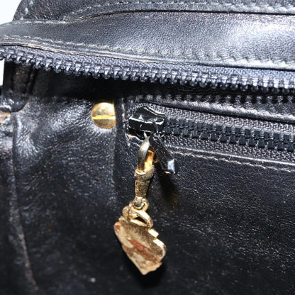 Gucci GUCCI Hand Bag Leather Black Gold Authentic BSZ350