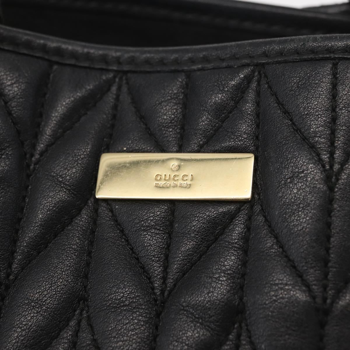 Gucci GUCCI Tote Bag Leather Black Gold 002 1099 Authentic 166099