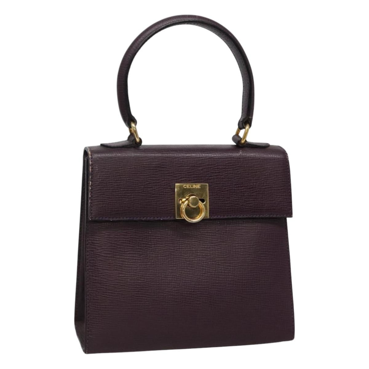 Celine CELINE Hand Bag Leather Purple Authentic 114282