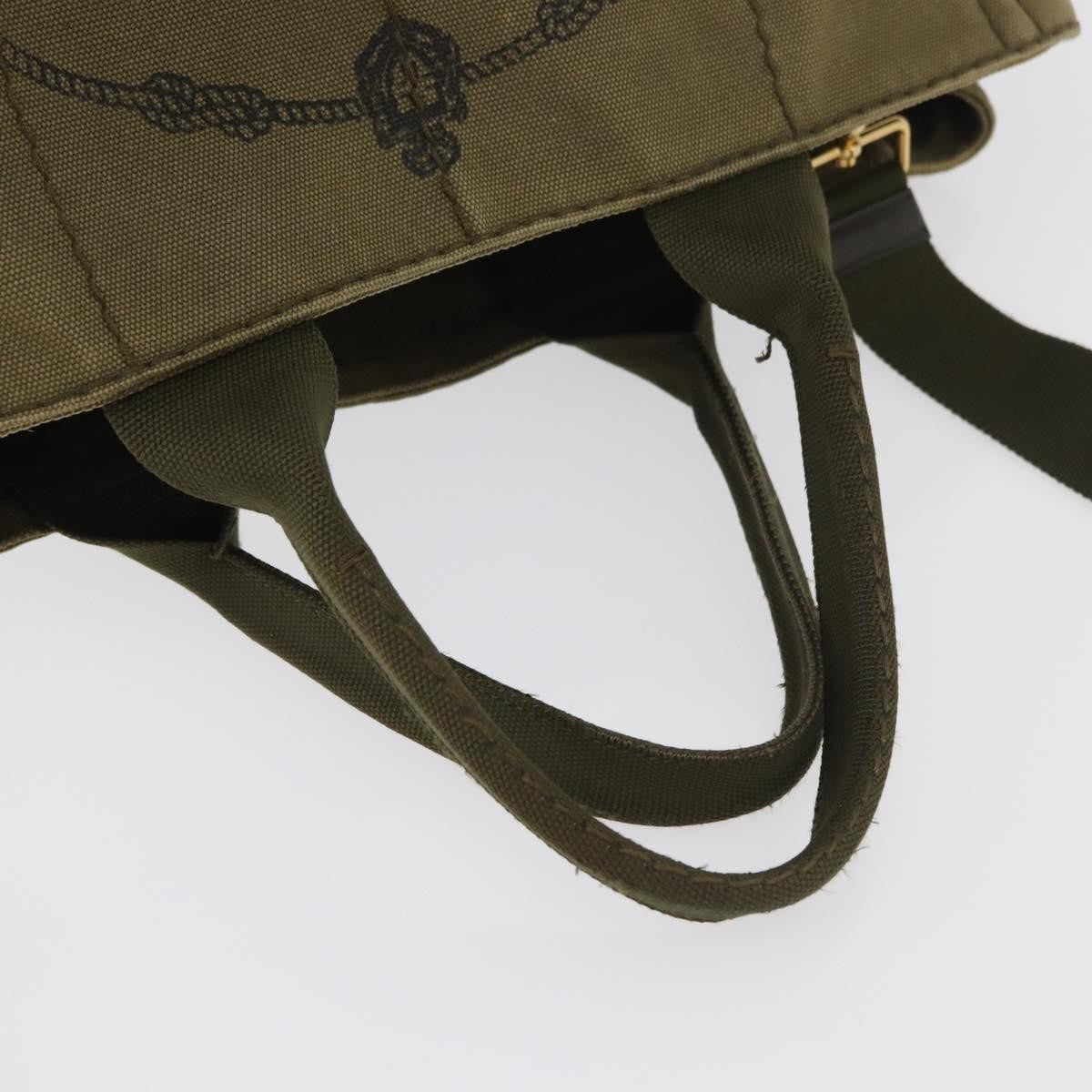 Prada PRADA Canapa MM Hand Bag Canvas 2way Khaki Gold Authentic ti3829