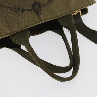 Prada PRADA Canapa MM Hand Bag Canvas 2way Khaki Gold Authentic ti3829