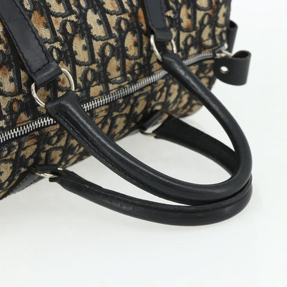 Dior Christian Dior Trotter Canvas Boston Bag Navy Silver Authentic 175415