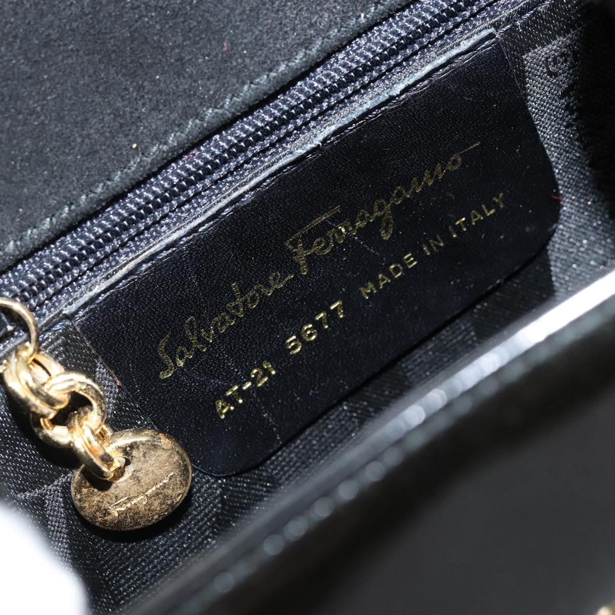 Salvatore Ferragamo Salvatore Ferragamo Vala Hand Bag Patent leather 2way Black Gold Authentic LNZ738