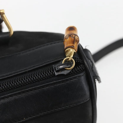 Gucci GUCCI Bamboo Hand Bag Suede 2way Black Gold 000 3444 0294 Authentic 161026