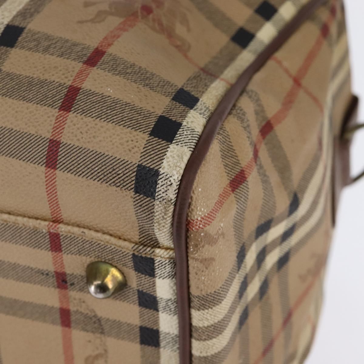 Burberrys Burberrys Nova Check Boston Bag PVC Beige Gold Authentic gh919