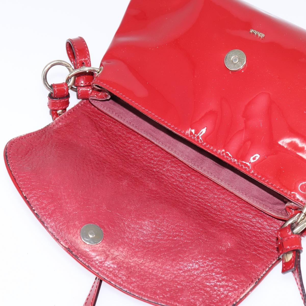 Chloé Chloé Chloe 2way Pouch Enamel Red Gold Authentic bs29581 Bag