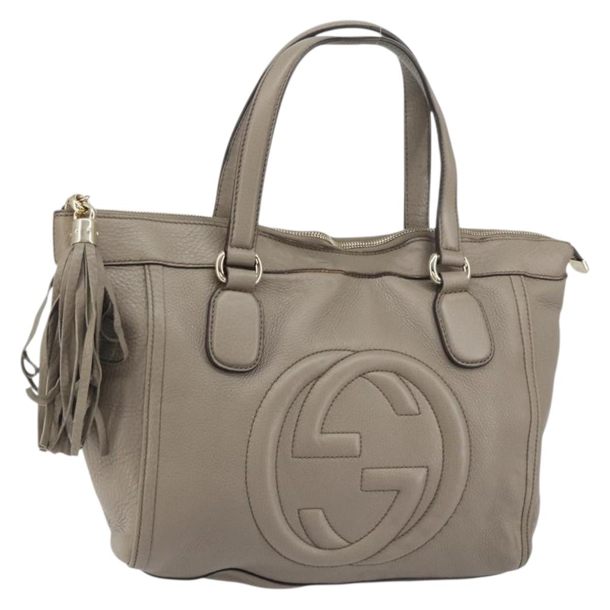 Gucci GUCCI Soho Hand Bag Leather Gray Gold 282307 Authentic 156415