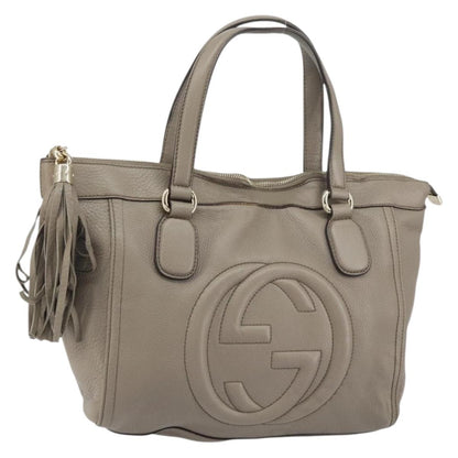 Gucci GUCCI Soho Hand Bag Leather Gray Gold 282307 Authentic 156415