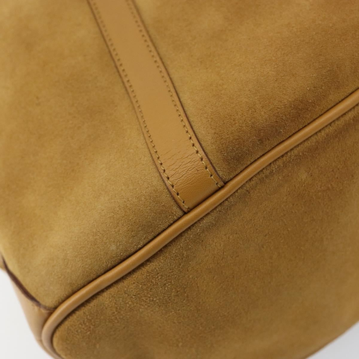 Gucci GUCCI Bamboo Hand Bag Suede Brown Silver Authentic ep11709