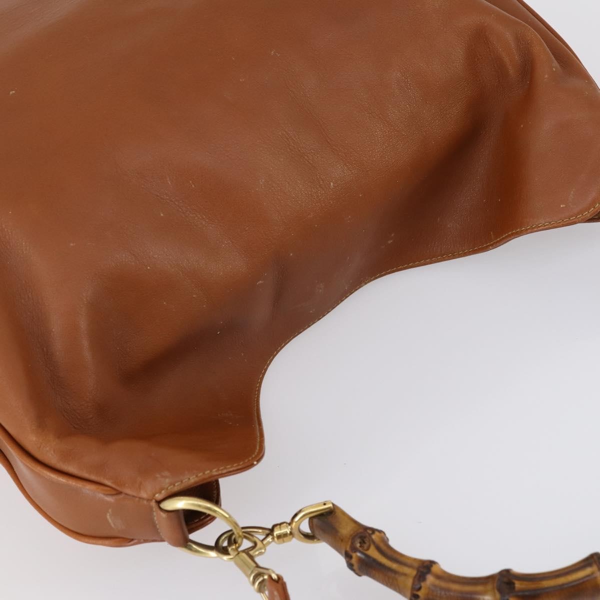 Gucci GUCCI Bamboo Shoulder Bag Leather 2way Brown Gold 001 2852 1577 0 Authentic ep12095