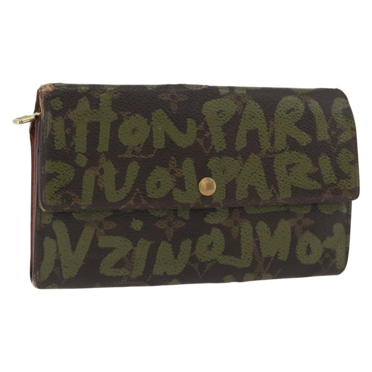 Louis Vuitton LOUIS VUITTON Graffiti Porte Monnaie Credit Wallet Khaki M92188 Authentic ARZ914 Bag