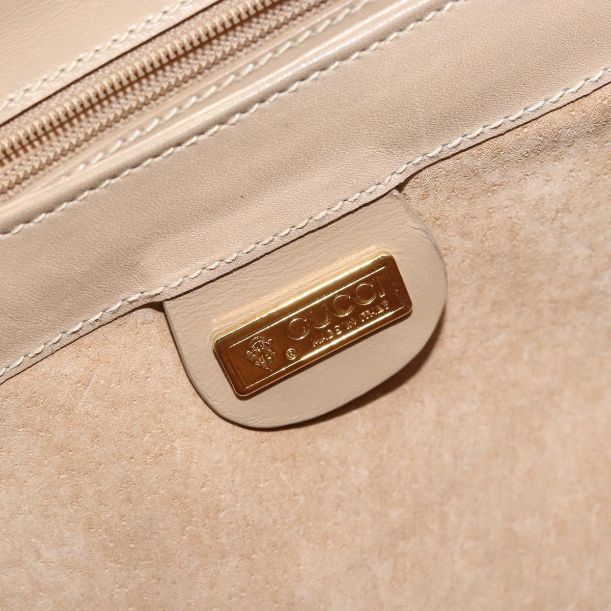 Gucci GUCCI Shoulder Bag Leather Beige Gold Authentic ep11343