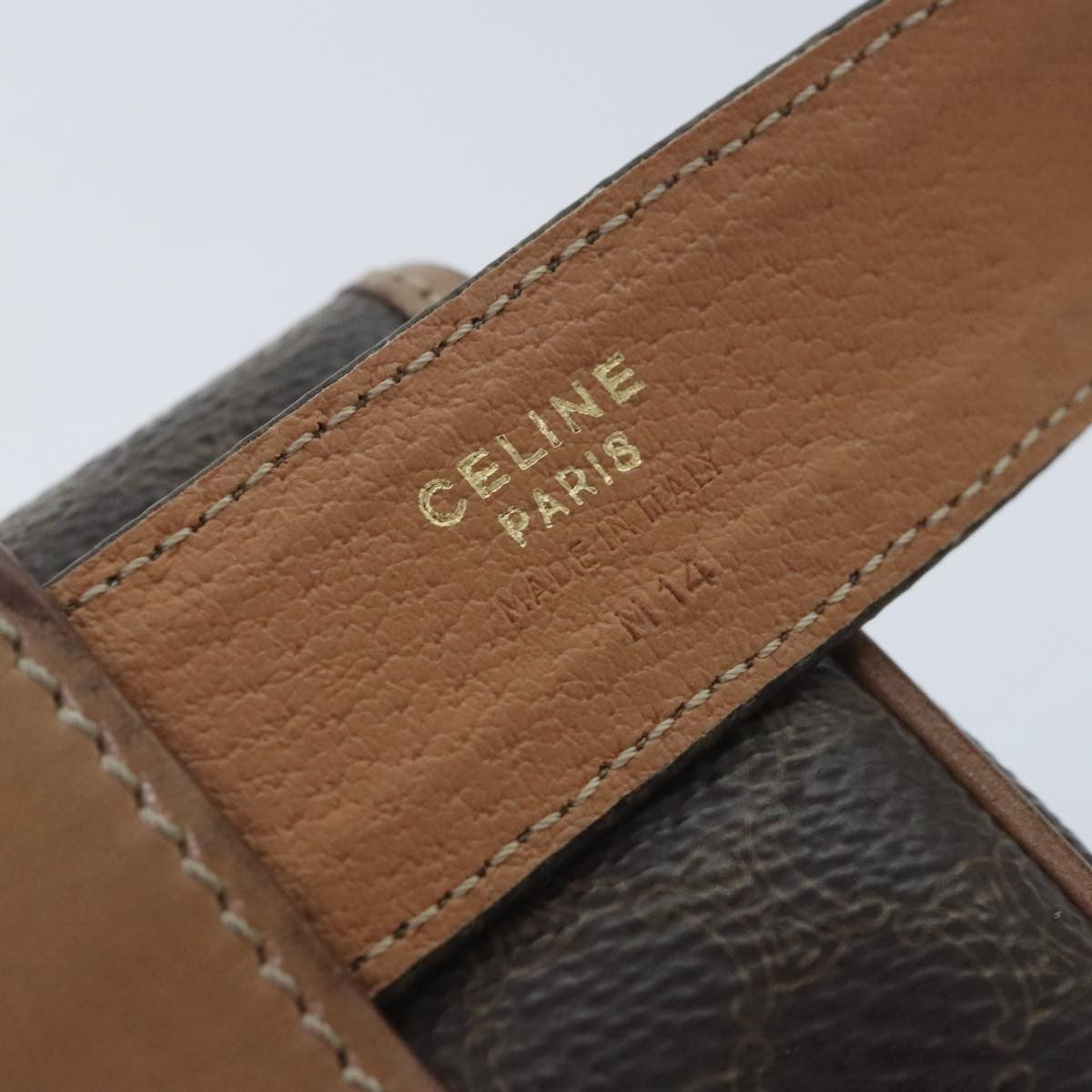 Celine CELINE Macadam Canvas Waist bag PVC Leather Brown Gold Authentic yk15121