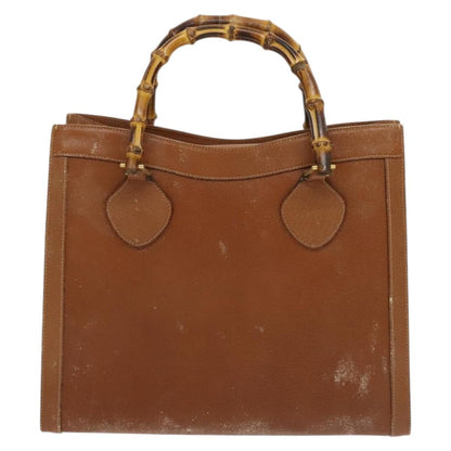 Gucci GUCCI Bamboo Hand Bag Leather Brown Gold Authentic ep9697