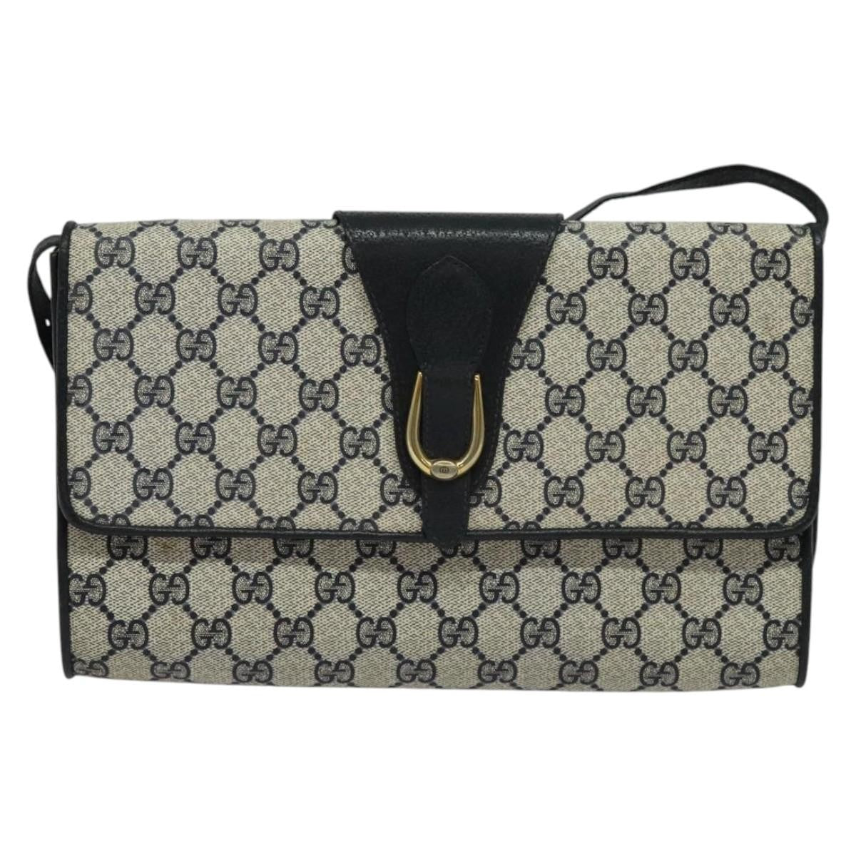 Gucci GUCCI GG Supreme Shoulder Bag PVC Navy Gold Authentic ep10523