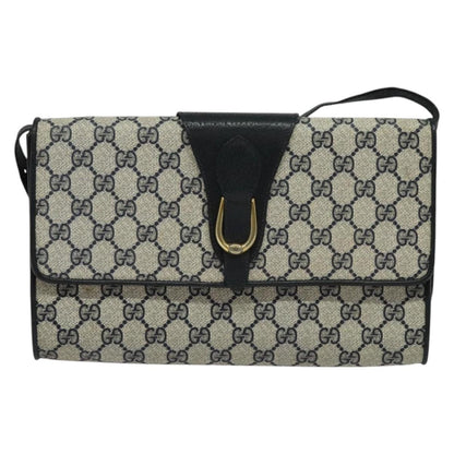 Gucci GUCCI GG Supreme Shoulder Bag PVC Navy Gold Authentic ep10523