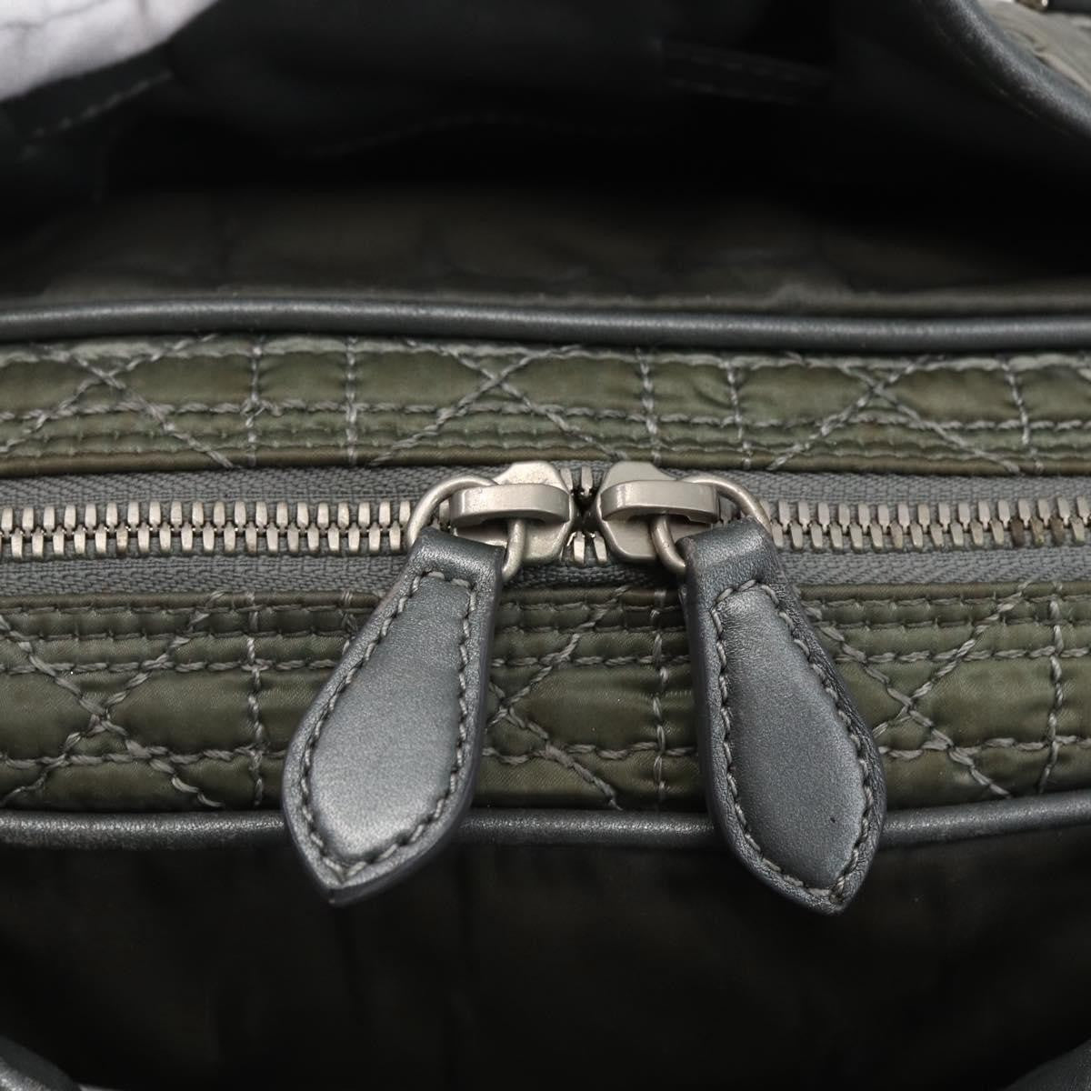 Dior Christian Dior Canage Hand Bag Nylon Gray Silver Authentic 147959
