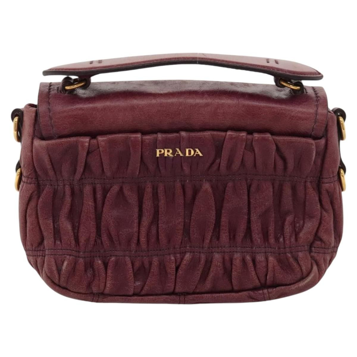 Prada PRADA Shoulder Bag Leather Purple Gold Authentic BD1517