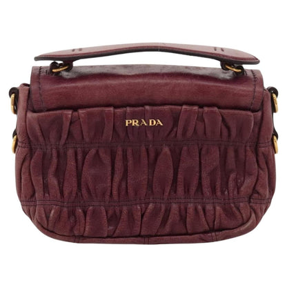 Prada PRADA Shoulder Bag Leather Purple Gold Authentic BD1517