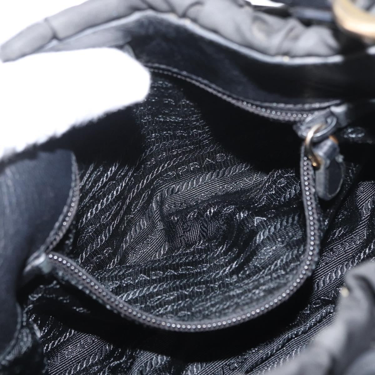 Prada PRADA Hand Bag Nylon Black Gold Authentic 172825