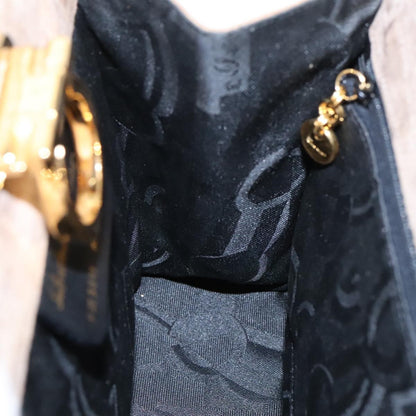 Salvatore Ferragamo Salvatore Ferragamo Gancini Chain Shoulder Bag Suede Gray Gold Authentic 96186