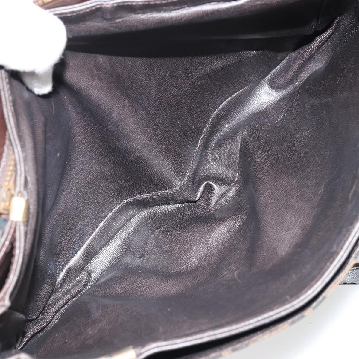 Fendi FENDI Zucca Canvas Shoulder Bag Black Brown Authentic YKZ1111