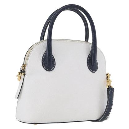 Celine CELINE Hand Bag Leather 2way White Gold Authentic BA10567