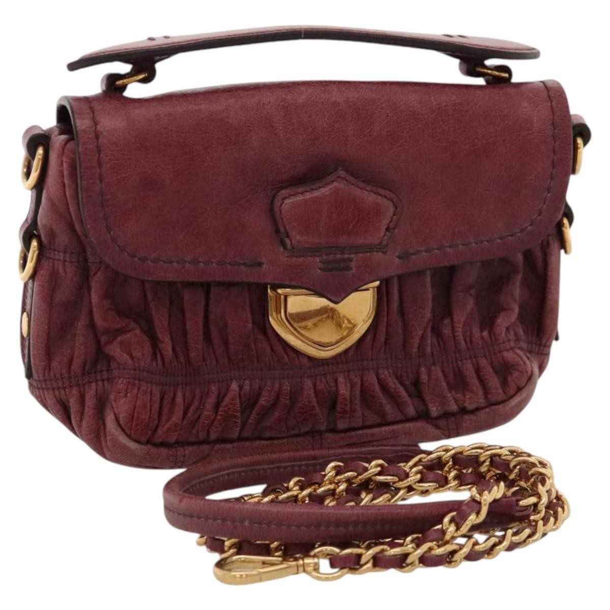 Prada PRADA Shoulder Bag Leather Purple Gold Authentic BD1517