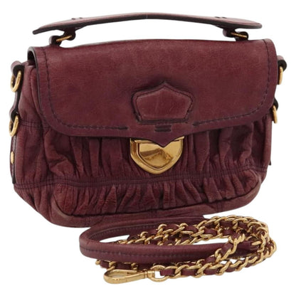 Prada PRADA Shoulder Bag Leather Purple Gold Authentic BD1517