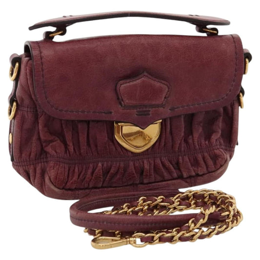 Prada PRADA Shoulder Bag Leather Purple Gold Authentic BD1517