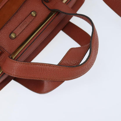 Chloé Chloé Chloe Hand Bag Leather 2way Orange Gold Authentic BA7366