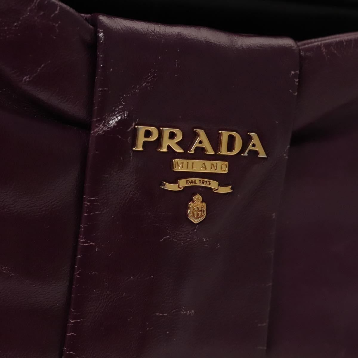 Prada PRADA ribbon Shoulder Bag Leather Purple Gold Authentic 116078